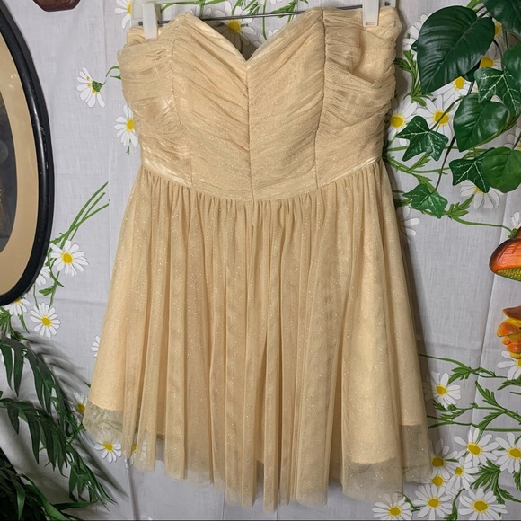 Jill Stuart gold sparkle ruched mesh mini dress - Picture 4 of 9